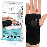 #1 Night Wrist Support Brace for Carpal Tunnel Syndrome by MONALE – Tendonitis – Arthritis – with Removable Splint & Adjustable Support Wrap - Left Hand – Black