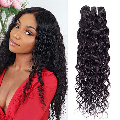 9A Water Wave 1 Bundle 100g (20'') 100% Virgin Brazilian Wet and Wavy Human Hair Weave one Bundle 20 inch Natural Black