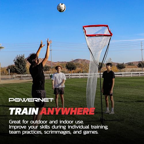 PowerNet Setting Volleyball Training Net, Portable Training Equipment for Setters, Adjustable Height Indoor Outdoor Volleyball Net for Backyard or Gym, Drawstring Ball Release