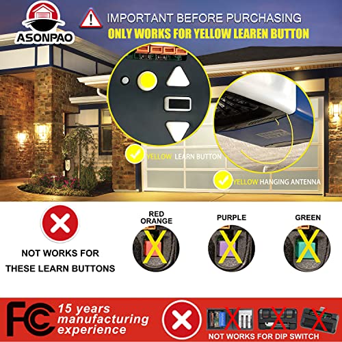 891LM Remote only for a Yellow Learn Button of Garage Door Opener Security+ 2.0 myQ Top Original Quality (2Pack)