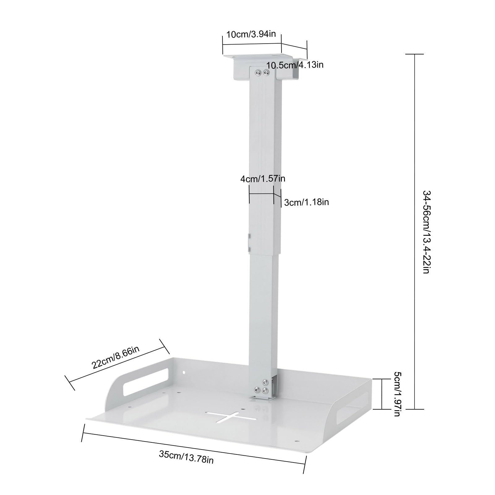 Supporto per proiettore con vassoio, universale, per soffitto, regolabile in altezza, in acciaio al carbonio fino a 6 kg, universale, per proiettori, router ecc
