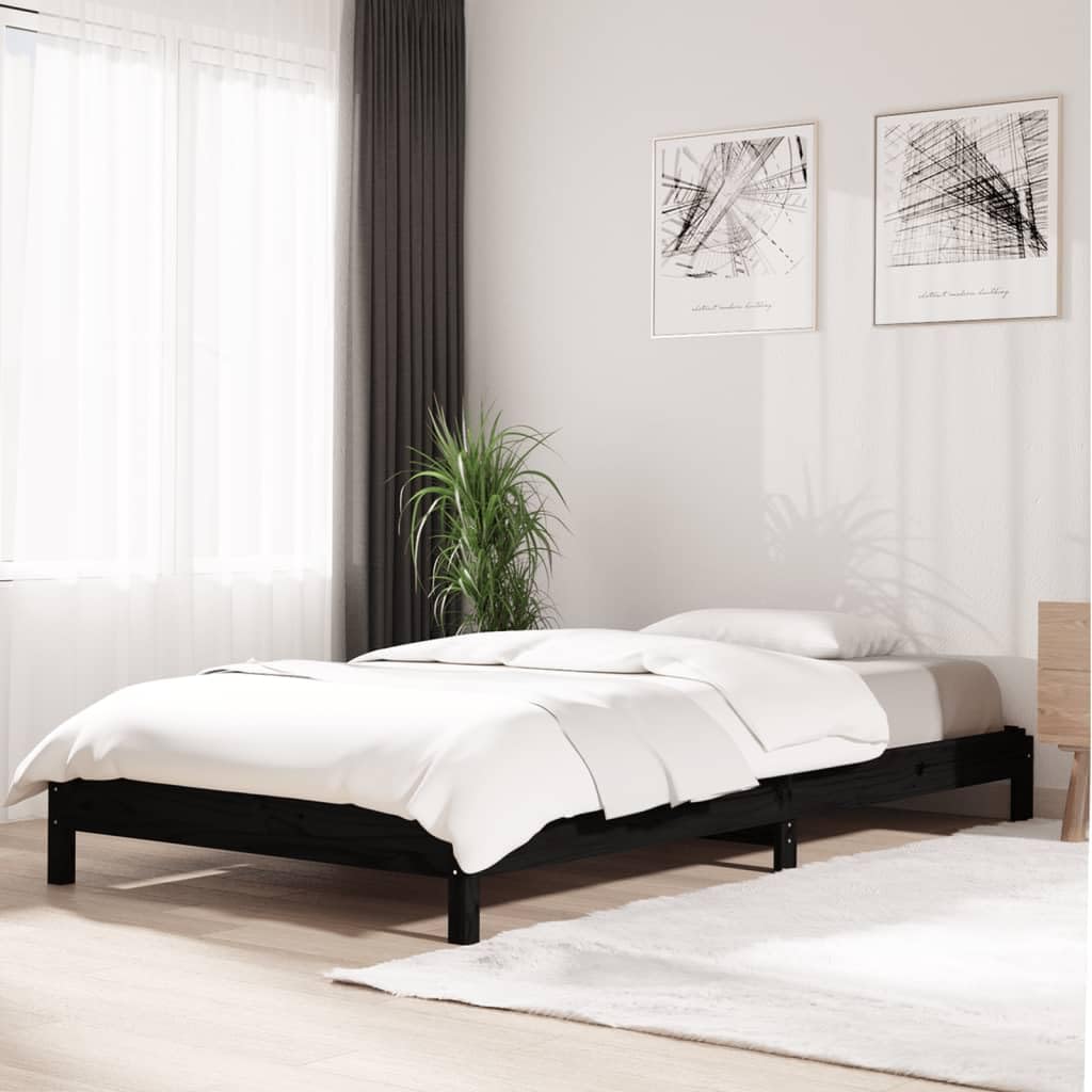 Massivholz Kiefer Stapelbett für begrenzten Wohnraum 80 x 200 cm Schwarz