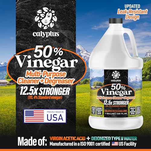 calyptus 50 pure concentrated vinegar  maximum-performance 125x power  technical grade  dilutes easily to 5 acidity 15 cups per gallon  home and outdoor cleaning concentrate  2 gallon