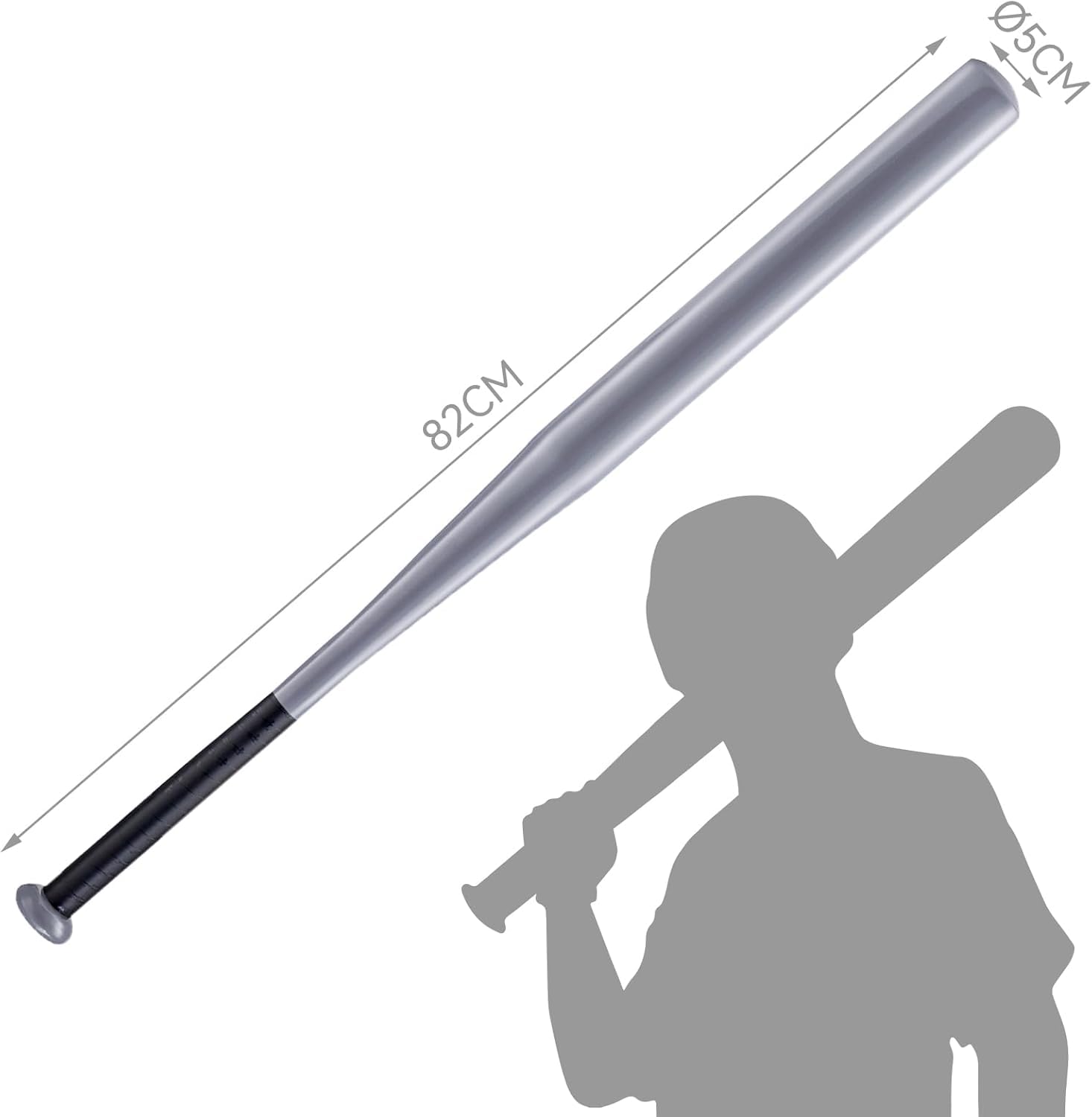 Baseballschläger aus Stahl, 82 cm - Robuster Schläger für Baseball & Softball in Freizeit und Training, ideal für Hobbyspieler & Athleten