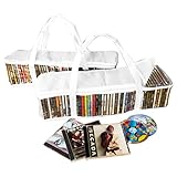 Evelots CD Storage Bag-Zippered-Clear-Handles-Hold 94 CD's Total-White Top-Set/2