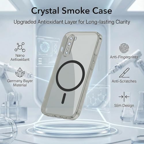 Image of Jkobi Lifetime Anti-Yellow MagSafe Compatible Clear Back Cover Case for Oneplus Nord 5G (Sleek Hard Crystal | Shockproof and Camera Protection)