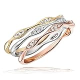 Goldmaid Goldmaid Ringe zum Jahrestag Damenringset 3 Ringe Tricolor Paveewave 925 Sterlingsilber 36 Zirkonia