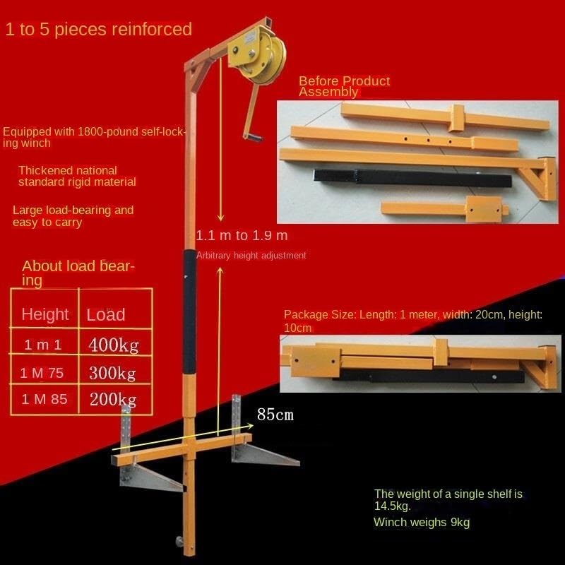 icVantA Foldable Bracket + Manual Winch for Air Conditioning Outdoor Unit Installation, Lift Tool for High-Altitude Disassembly (Color : 5HP Bracket+30m 1800lbs Winch) (5hp Bracket+10m 1800lbs Winch)