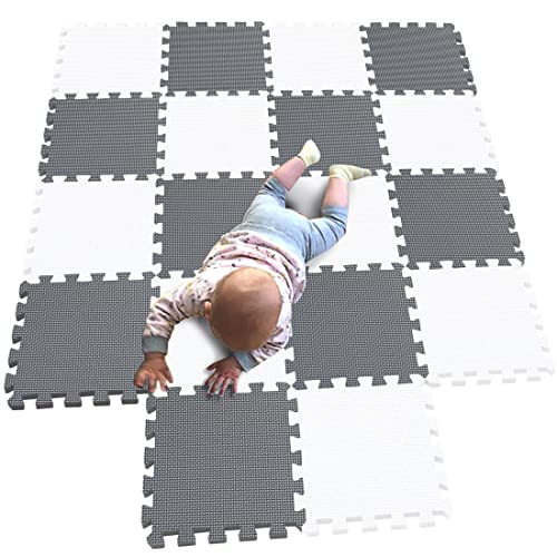 MQIAOHAM Tapis de Sol Puzzle Tapis Mousse Bebe Jeu Enfant Aire de Jeux pour Puzzle Multicolores Enfants Baby Mat à Ramper activite épais Puzzle Mat Baby à Ramper Blanc-Gris 101112