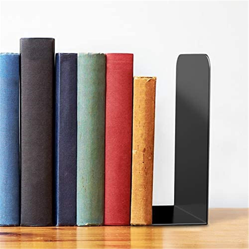 ELECDON Book Ends, Bookends, Book Ends for Shelves, Bookends for Shelves, Bookend, Book Ends for Heavy Books, Book Shelf Holder Home Decorative, Metal Bookends Black (1 Pairs/2 Pieces)