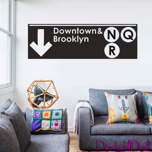 Subway Sign Wall Decal Downtown Brooklyn Signboard M1590