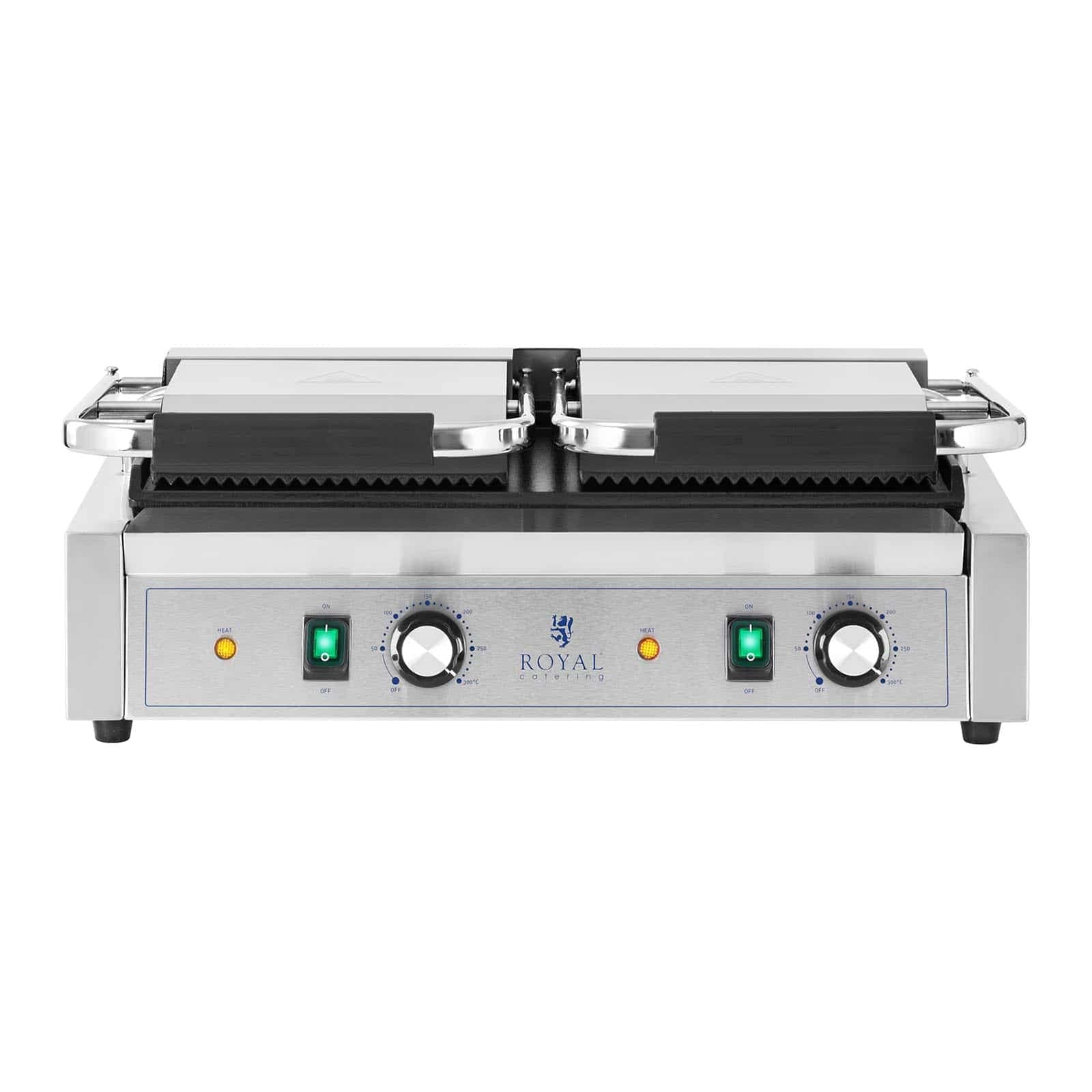 Royal Catering RCPKG-3600-M Doppio grill a contatto ondulato + liscio, 3.600 W, elettrogrill a contatto