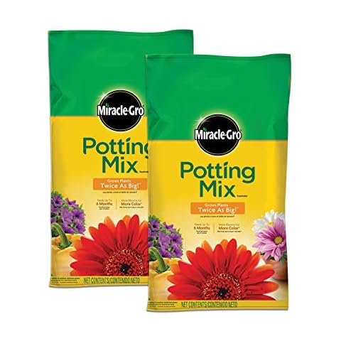 Miracle-Gro Potting Mix, For Container Plants, Flowers, Vegetables, Annuals, Perennials, Shrubs, Feeds for up to 6 Months, 16. qt., 2-Pack Cover