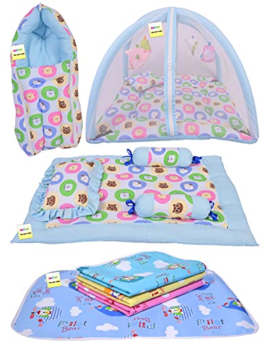 Image of Kwitchy Baby Bedding Set for New Born Essential Combo (0-6 Months) (4PCS Set) (Blue)