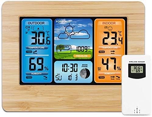 Weather Stations, DARMAI LCD Digital Weather Station with Outdoor Sensor, Wireless Indoor Outdoor with Alert and Temperature/Humidity/Barometric/Forecast/Moon Phase/Alarm Clock for Home Office