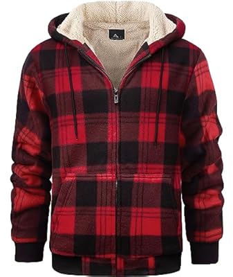 geeksport Sudadera Cuadros Hombre con Capucha Franela de Invierno Cálido Sudaderas Hombres Cremallera Forro Polar Hoodie 2539 Rojo M | Ya disponible en tu tienda friki favorita! En mundofriki.es!