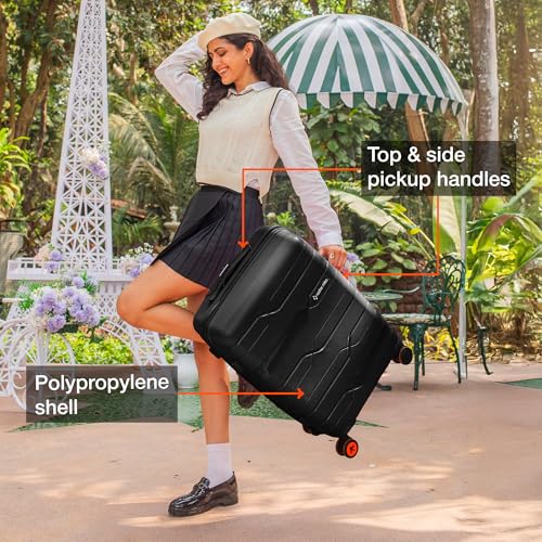 Image of Nasher Miles Paris Hard-Sided Polypropylene Check-in Luggage 24 inch | 65cm | 8 Wheels Medium Trolley Bag for Travel | Suitcase (Black)