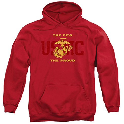 US Marine Corps Split Tag Unisex Adult Pull-Over Hoodie for Men and Women Red