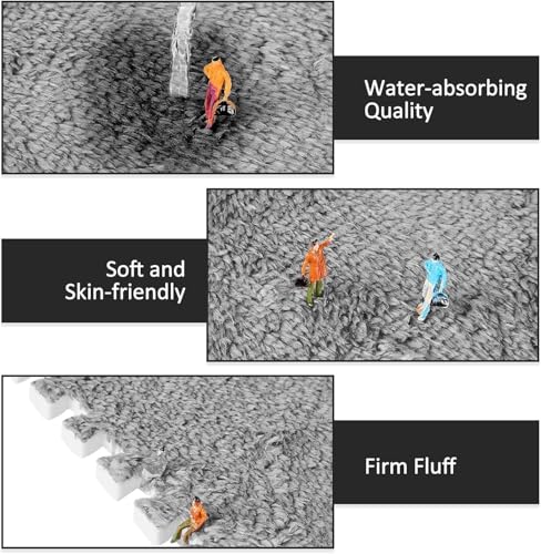 Image of Wishbone Interlocking Carpet Shaggy Soft Foam Play Mat Velvet Fluffy Area Rugs, Square Plush Puzzle Floor Tiles Climbing Mats for Rooms Home Parlor Bedroom (6 pcs Set)