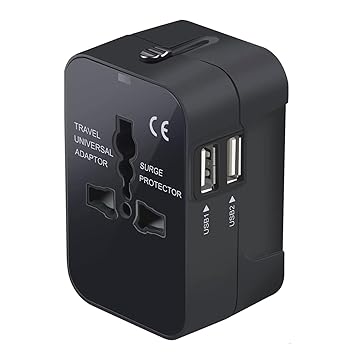 Vishui Premium Travel Adapter, Portable Universal All in One Worldwide Power Adapter, European Travel Plug Adapter, Power Converter Adapter, for AC Power Plug, Car Power, with Dual USB Charging Ports