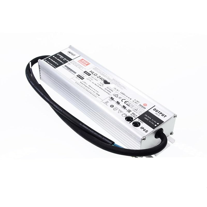 Mean Well HLG 240W 12V 16A LED Driver， HLG-240H-12AB Switching Power Supply Converter Transformer with IP65, PFC, Constant Voltage/Current,3 in 1 Dimming