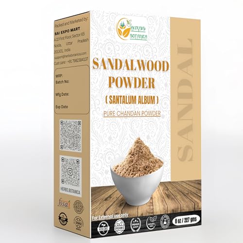 Image of Herbs Botanica Chandan Sandalwood Powder Natural 227gm / 8 oz For Skin, Face Pack, Face Mask, Worship Tilak, Auspicious Occasions 100% Natural, Soothing, Cleansing, Wrinkles
