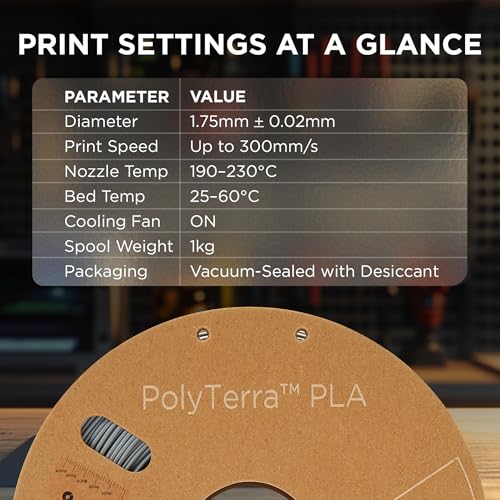 Image of Polymaker Matte PLA 1.75mm Fossil Grey, 1kg Spool - PolyTerra 3D Printer Filament
