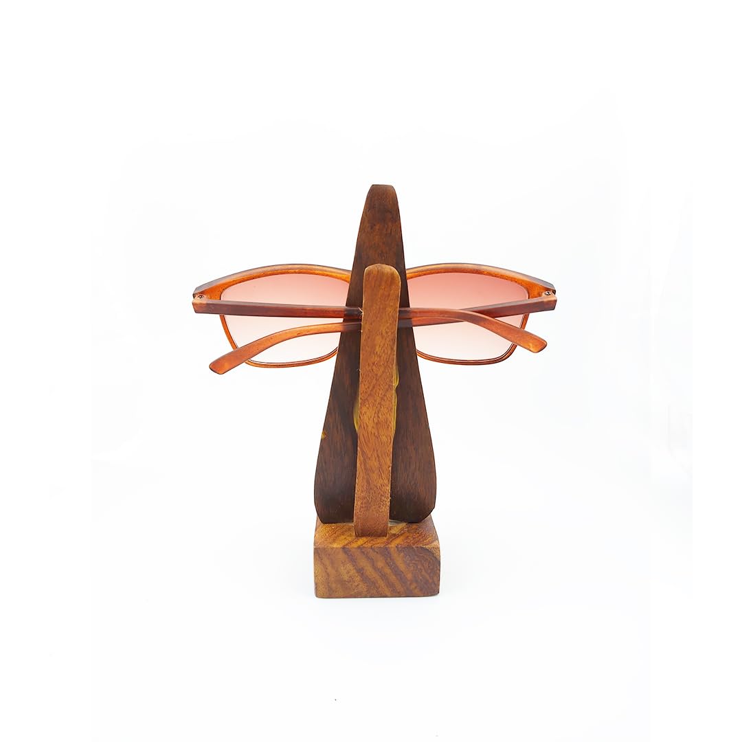 Shri Adishakti Wooden Nose Shaped Eyeglass Holder Stand with Moustache Design, Display Stand for Spectacles and Sunglasses, Set of 2 2