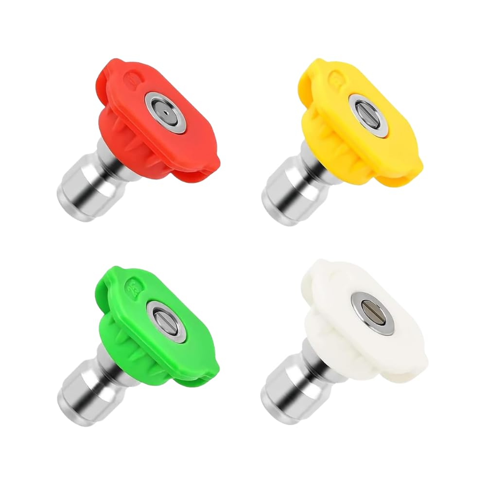 HYDRO Pressure Washer Spray Nozzle Tips Set (4 PCS) | 0°, 15°, 25°, 40° Quick Connect High Pressure Washer Nozzle Kit | Stainless Steel Water Jet Nozzles for Car, Bike, Patio & Garden Cleaning-image-35