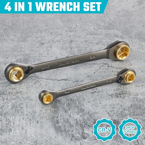 Image of DURATECH 4-in-1 Anti-Slip Reversible Ratcheting Box Wrench Set, SAE