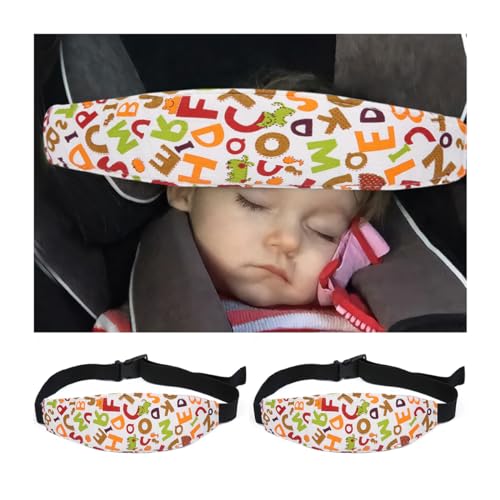 JNNJ 2 Piezas Suave Seguridad Del Bebé Asiento Del Coche De La Correa De Soporte, Banda Para La Cabeza Asiento Niño, Ajustable Asiento Del Coche Infantil Correa De Sujeción(Letras Amarillas)