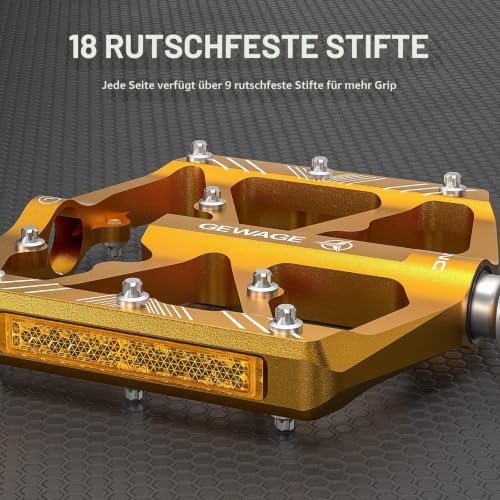 GEWAGE MTB Fahrradpedale aus CNC-Aluminium, 9/16 Zoll, Reflektoren, 18 Pins – Ansicht 6