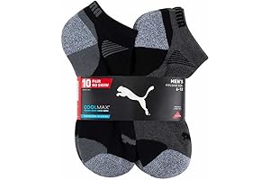 PUMA Puma Hidden Comfort Socks, Black 10 Pair, Size 13-15