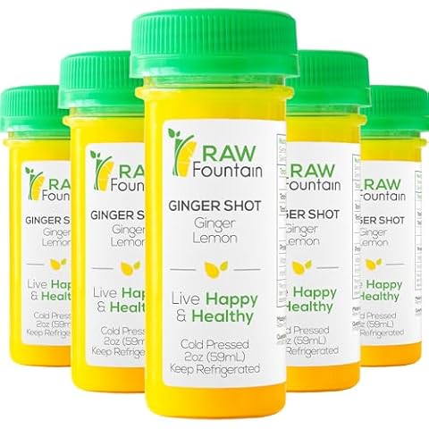 20 Ginger Shots with Lemon 2fl Oz, Vitamin C, Raw and Cold Pressed, Unpasteurized, Boosts Immunity, All Natural, No Artificial Flavors or Preservatives Cover