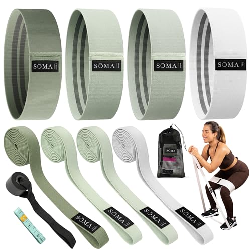 Sōma Widerstandsbänder 8er Set Fitnessbänder aus Stoff rutschfest & reißfest für Ganzkörpertraining Gymnastikband für Krafttraining Yoga & Pilates Resistance Bands 2768 kg (Grün 8 Bänder)