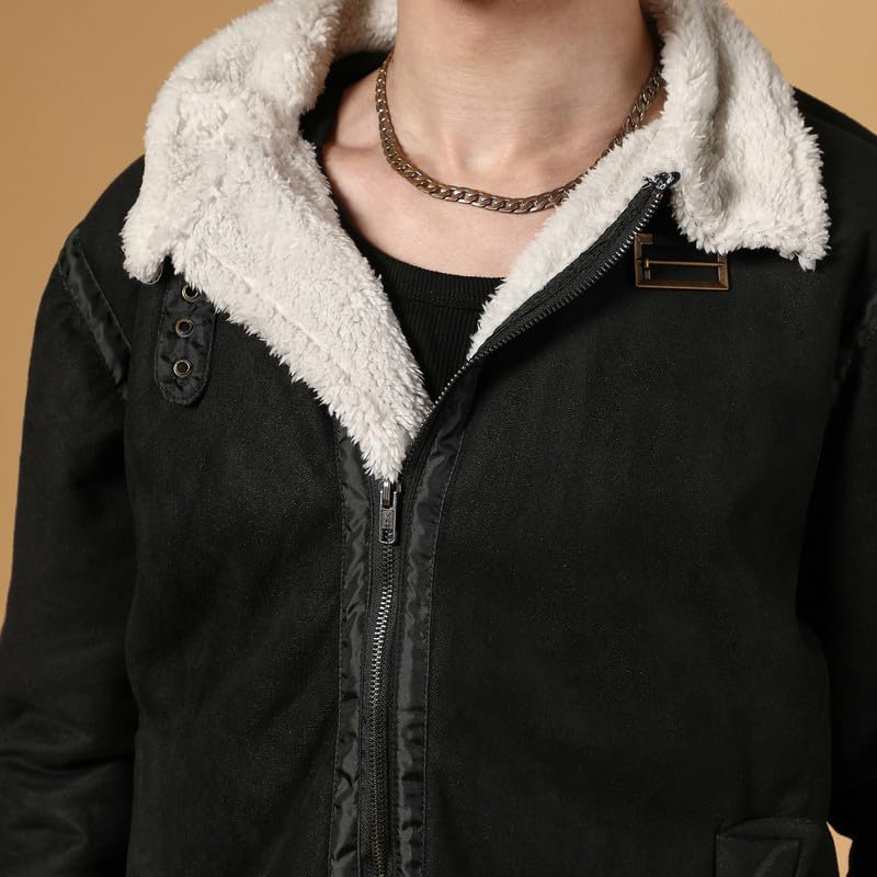 Image of CAHOOT Men's Carbon Lined Biker Jacket | Casual Wear | Spread Collar | Long Sleeve | Zipper Closure | Jacket Crafted With Comfort Fit | For Everyday Wear