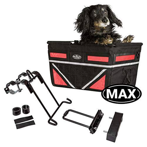 TRAVELIN K9 Pet-Pilot MAX Dog Bicycle Basket Carrier | 8 Color Options for Your Bike (RED)