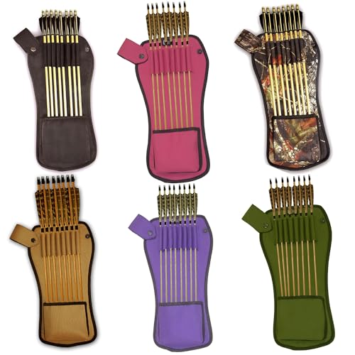 CarolUSA Archery Recurve/Compound/Longbow, Outdoor Hunting & Indoor Outdoor Shooting Target Practicing Nylon Fabric Arrow Bag, Detachable Belt Loop, Side Hip Arrow Quiver, (OliveGreen)