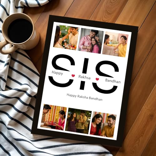 Image of Art Street Personalised & Customized Gift For Rakshabandhan, rakhi Photo Frame Collage with Photo upload, DAD Photo Print with Framed For Birthday, (Color: Black, A4)