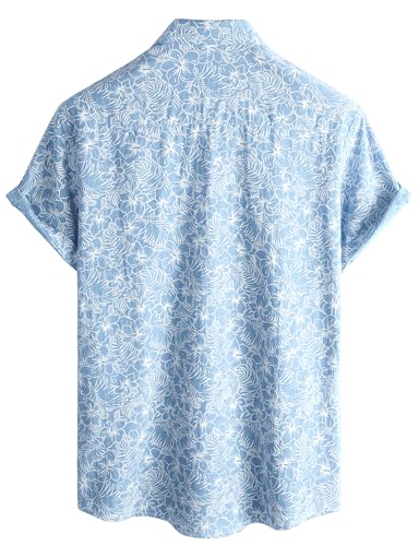 Mens Hawaiian Shirt Short Sleeve Button Down Cotton Floral Shirts Casual Tropical Beach Summer Shirts4