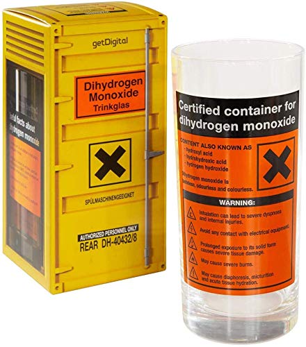 getDigital Dihydrogen Monoxide H2O Drinking Glass - Geek Glass with DHMO Water Warning Label - 400 ml