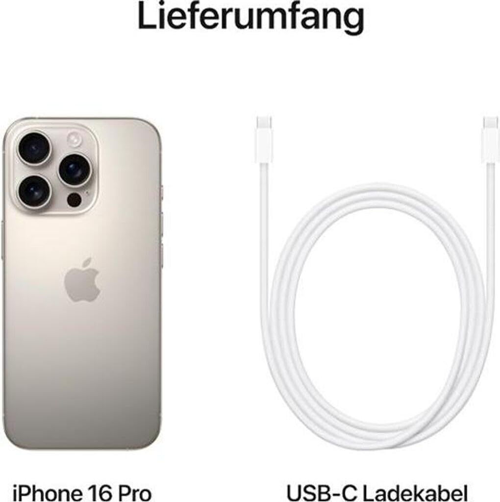 Apple iPhone 16 Pro, 256GB, Titan Natur (Generalüberholt)