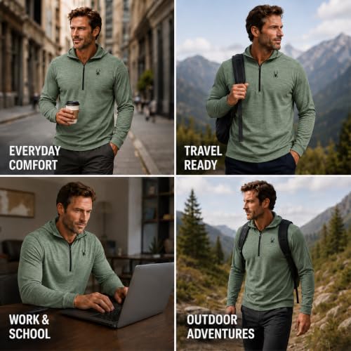 Image of Spyder Mens Quarter Zip Pullover Sweatshirt - Dry Fit Quarter Zip Hoodie