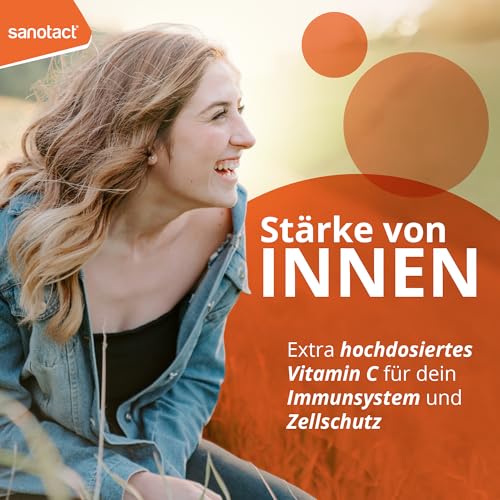 sanotact® Vitamin C 1500 – hochdosiert & vegan – 30 Tabletten Depot – Vitamin C hochdosiert für Immunsystem, Zellschutz & Energie – glutenfrei, laktosefrei, zuckerfrei – Immunsystem stärken