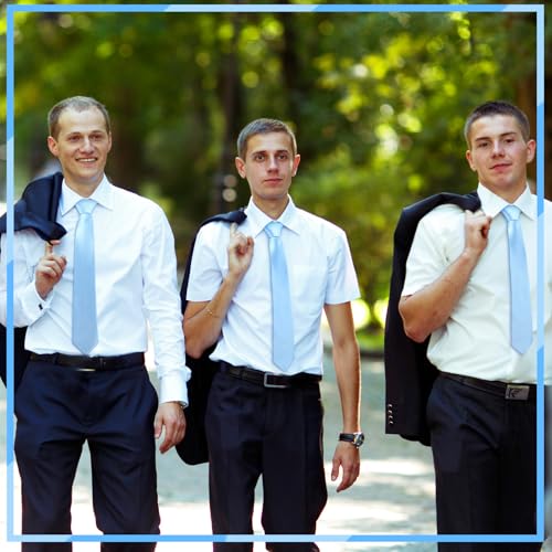 Image of Sureio 20 Pcs Men Tie and Pocket Square Set Satin Formal Solid Ties for Men Pocket Square Handkerchief for Wedding