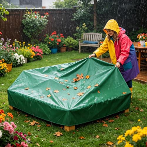 Cubierta de arenero octogonal impermeable con protección UV para jardines y patios 2