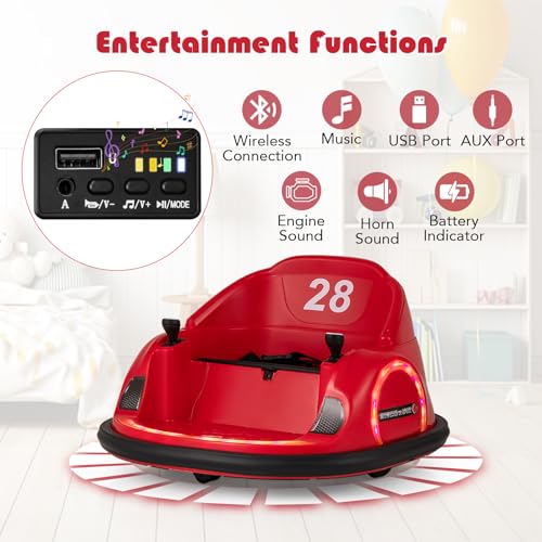 SOARS 6V Bumper Car, Autoscooter für Kinder mit Fernsteuerung, blinkenden LED-Lichtern, Soundeffekten, Elektrofahrzeug für Kinder ab 18 Monaten (Rot) – Bild 7