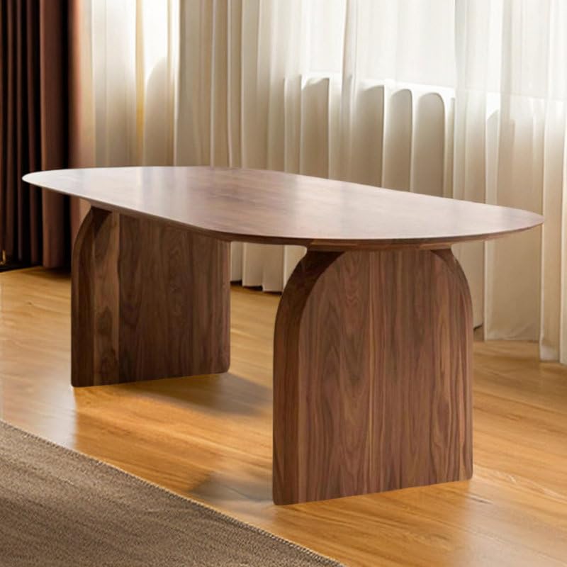 Solid Sheesham Wood Oval Dining Table 6 Seater Walnut Finish 71x35 Inch Perfect for Home Restaurant Office-image-1