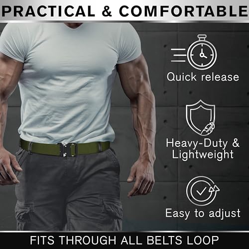 Image of TECEUM Tactical Belt - Heavy-Duty & Quick Release - Military, Work, Rigger, Duty & Utility Belt for Men