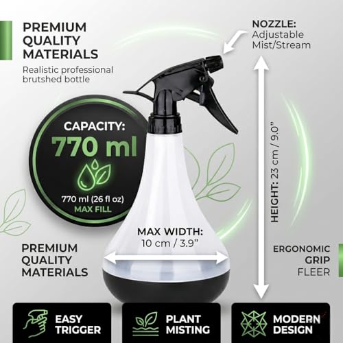 Image of Ocean mart 770ml Spray Bottle for Plants, Compact Water Spray Bottle, Garden with Adjustable Nozzle, Leak-Proof Hand, Multi-Purpose use, Transparent Sprayer for Lawn Garden